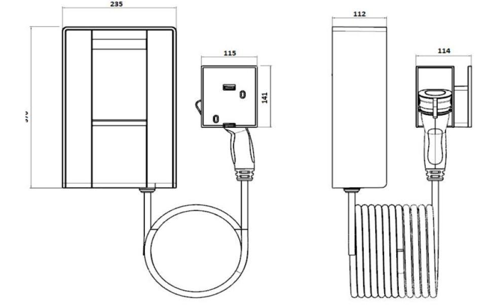 WallBox Scame 1 connettore tipo 2 32A 7,4kW con cavo controllo smart APP - 205.W219-S 02