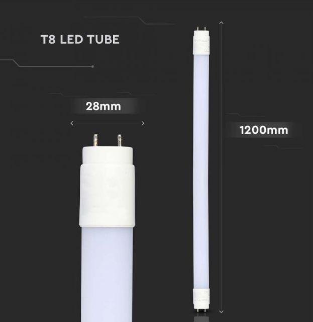 Tubo led T8 V-tac 18W G13 3000K 120cm non ruotabile VT-1277-N - 6263 - 216263 02