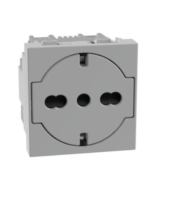 Presa Flat Bticino MatixGo 2P+T 16A 2 moduli grigio - JG4140A16F 01