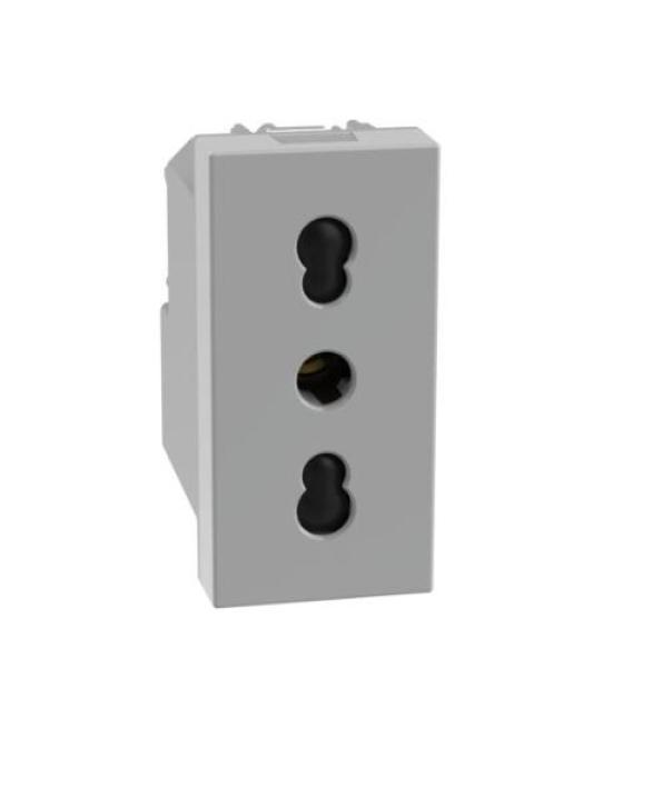 Presa bipasso Bticino MatixGo 2P+T 16A 1 modulo grigio - JG4180 01