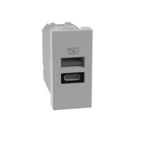 Caricatore usb  matixgo porta tipo a e c 1 modulo grigio - jg4191ac