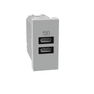 Caricatore usb  matixgo due porte tipo c 1 modulo grigio - jg4191cc