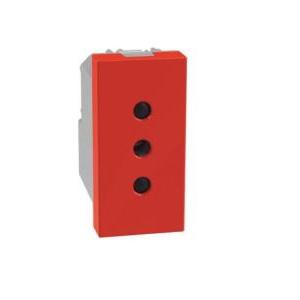 Presa standard italia  matixgo 2p+t 10a 1 modulo rosso - j4113r