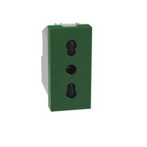 Presa bipasso  matixgo 2p+t 16a 1 modulo verde - j4180g