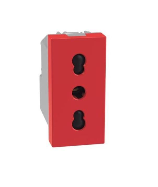 Presa bipasso Bticino MatixGo 2P+T 16A 1 modulo rosso -  J4180R 01