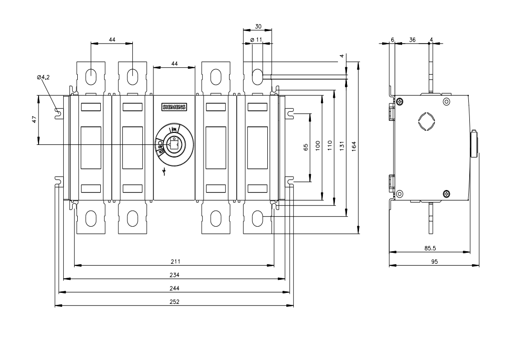 Sezionatore sottocarico Siemens 4P 250A grigio - 3KD38400PE200 02