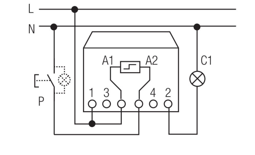 Relu00e8 meccanico ad impulsi Tecno Switch 10A 12Vac 4 pulsanti - RE012IN 03