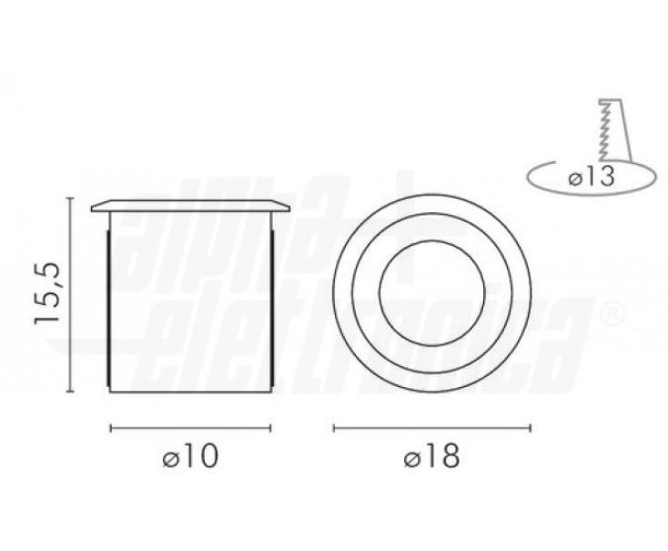 Faretto led da incasso Alpha Elettronica Suite 0,3W 12V 3000K grigio - JO388/020WW 03