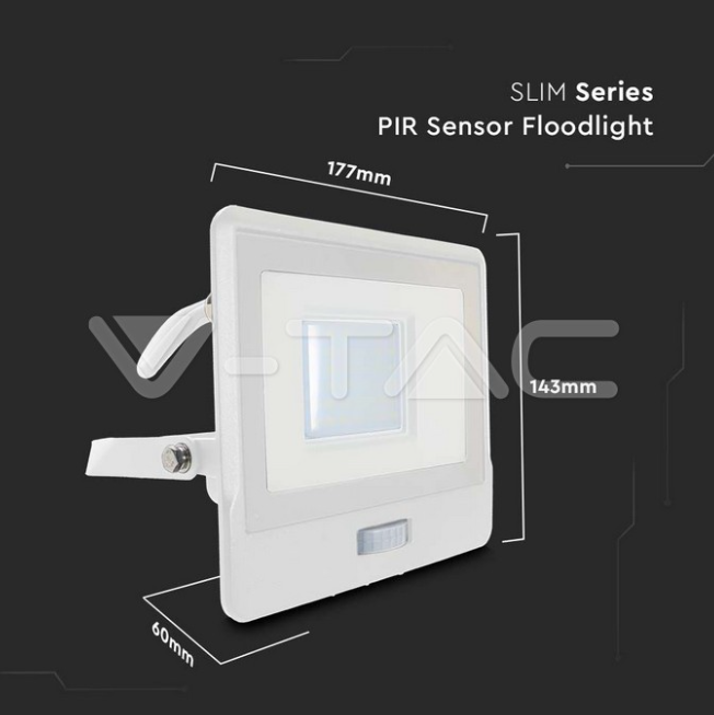 Proiettore led con sensore di movimento V-tac 30W 6400K bianco VT-138S-1 - 20300 05