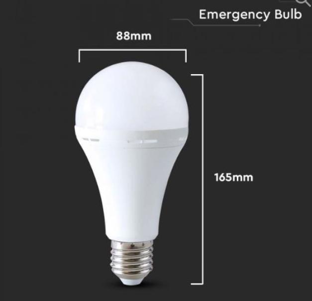 Lampadina led A90 V-tac di emergenza con batteria 3,7V 1800mAh E27 15W 4000K - 7795 04