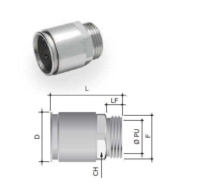 Raccordo rapido tubo-scatola DKC EUROPE D 16mm M16x1,5 -  6111-A16N 01