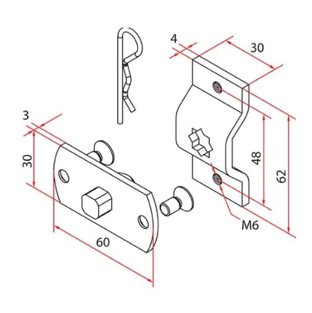 Supporto a omega Faac tm2 45 con perno - A4506-0633 01