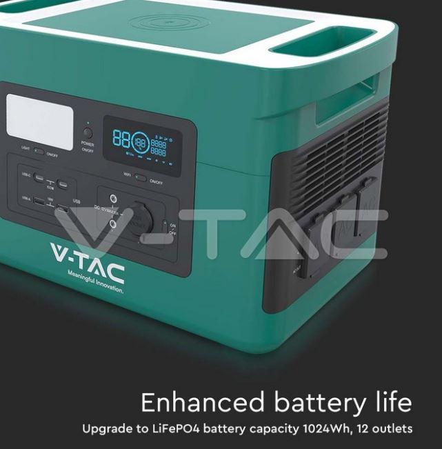 Power station portatile V-tac 1000W con batteria di accumulo LiFePO4 VT-1001N - 11627 06