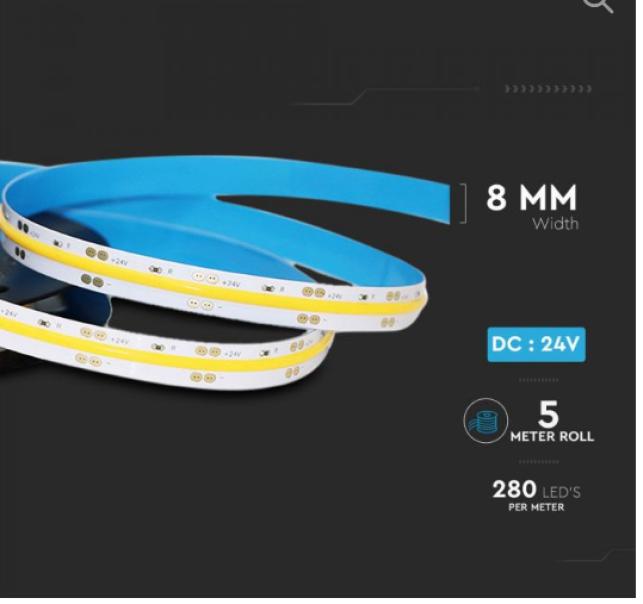 Striscia led V-tac 10W/m 4000K 24V IP20 5 metri  - 212653 06