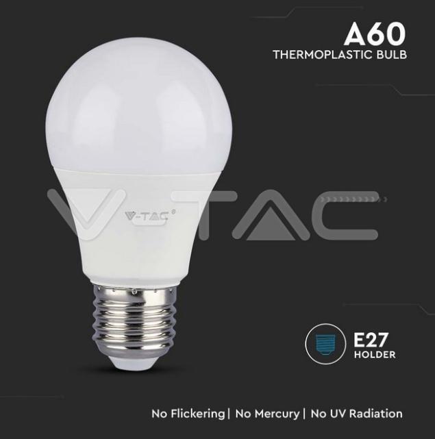 Lampadina led A60 V-tac chip Samsung 10,5W E27 3000K VT-211-N - 21177 02