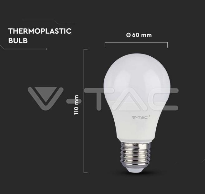 Lampadina led A60 V-tac chip Samsung 10,5W E27 3000K VT-211-N - 21177 05