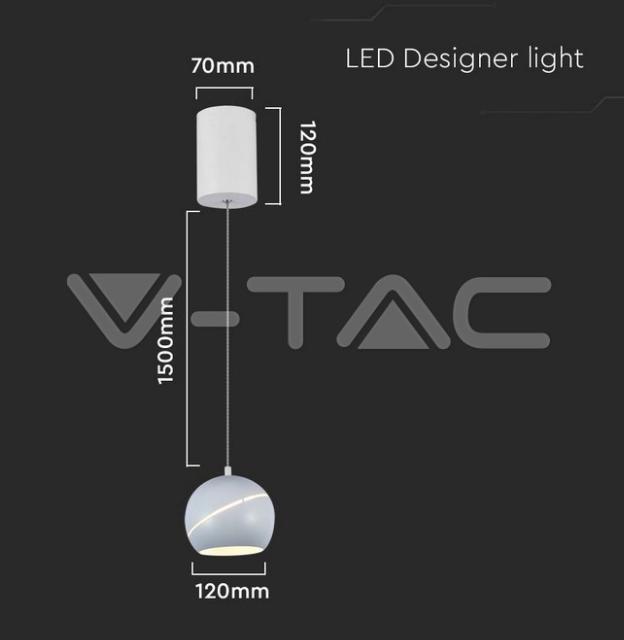 Sospensione led V-tac 8,5W 3000K bianco VT-7796 -  7999 04