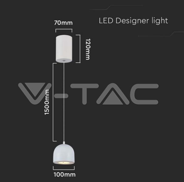 Sospensione led V-tac 8,5W 3000K bianco VT-7794 - 7993 04