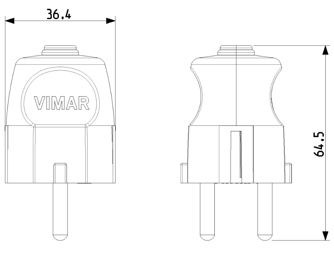 Spina Vimar 2P+T 16A assiale bianco - 00230.B 03