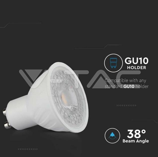 Lampadina led PAR16 V-tac chip Samsung 6W GU10 4000K 38 gradi VT-227 - 21190 04