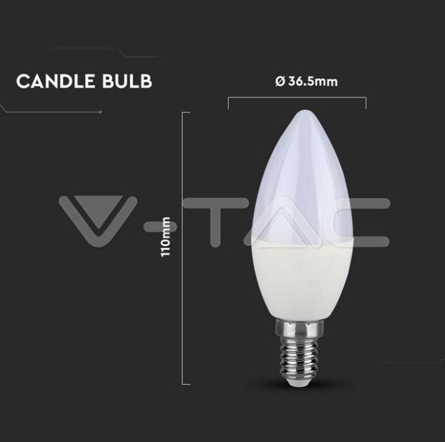 Lampadina led C37 V-tac chip Samsung dimmerabile 5,5W E14 3000K VT-293D - 2120045 05