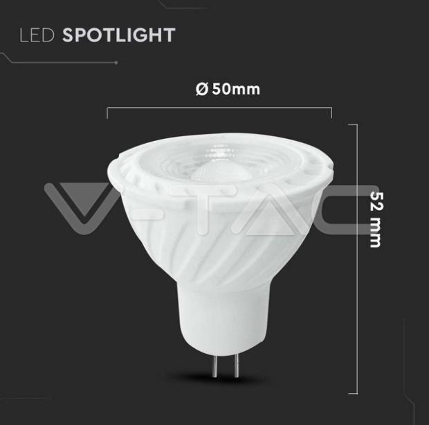 Lampadina led MR16 V-tac chip Samsung 6,5W GU5,3 4000K 110 gradi VT-257 -  21205 05