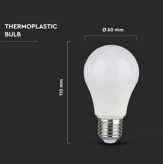 Lampadina led A60 V-tac chip Samsung 10,5W E27 6500K VT-211 -  21179 03