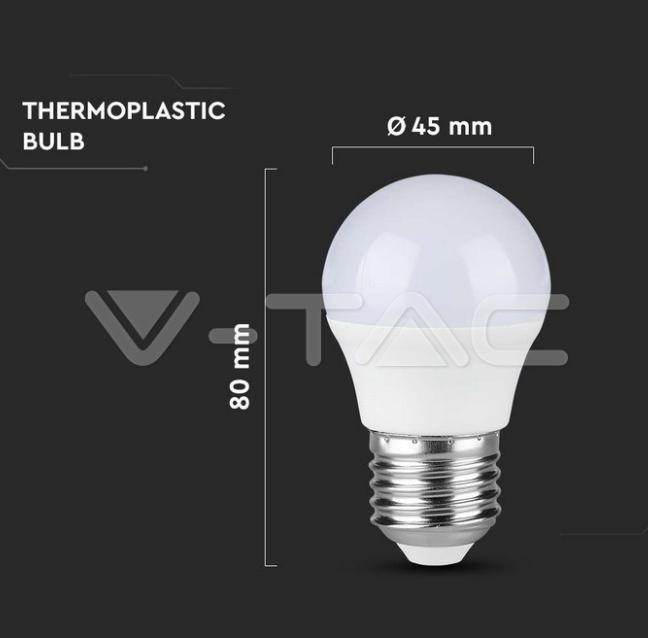 Lampadina led G45 V-tac chip Samsung 6,5W E27 3000K VT-290 -  21866 04