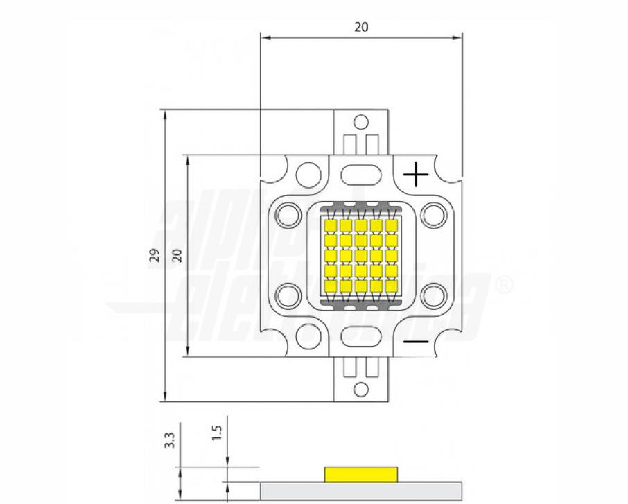 Led Cob Alpha Elettronica 10W 3000K 30-34V  -  LL5010WW 02