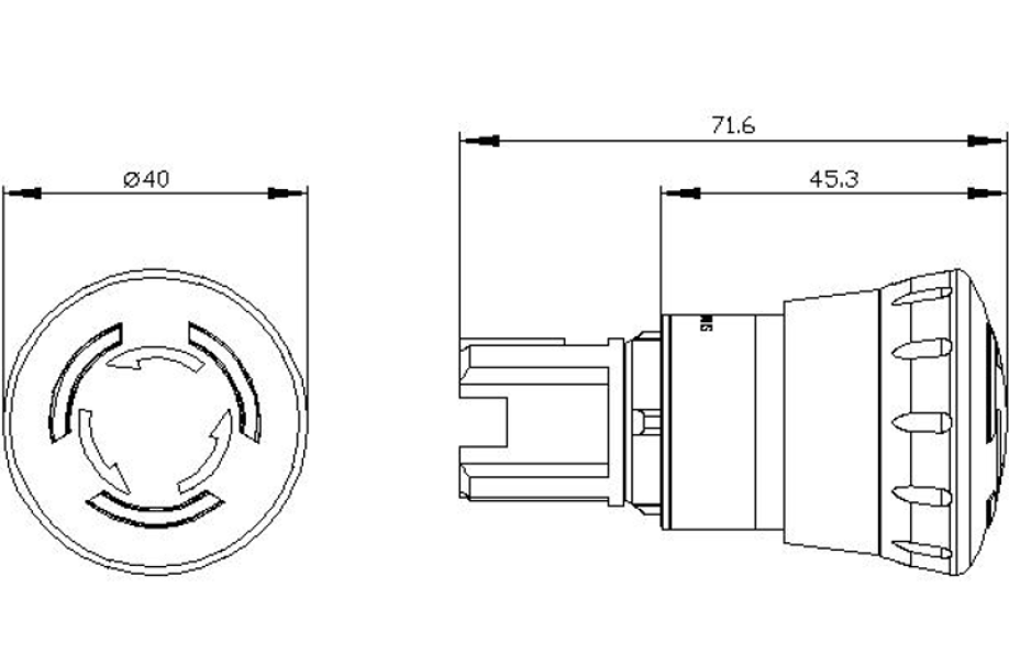 Pulsante a fungo di arresto Siemens 22mm rosso - 3SU10511HB200AA0 02