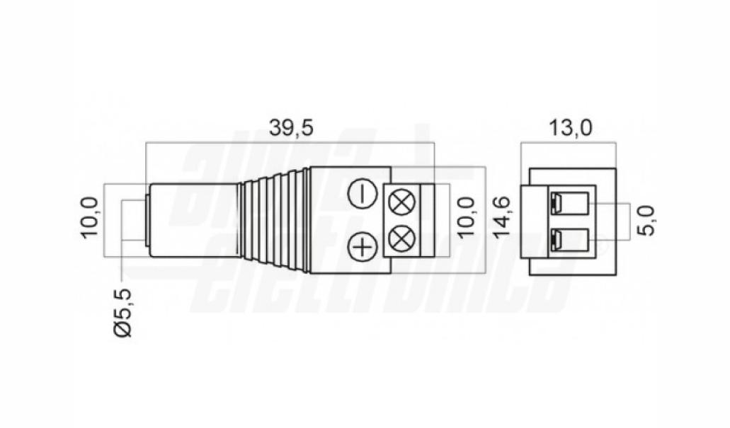 Adattatore Alpha Elettronica da presa DC a morsetto 2 pezzi  - 28-08/B2 02