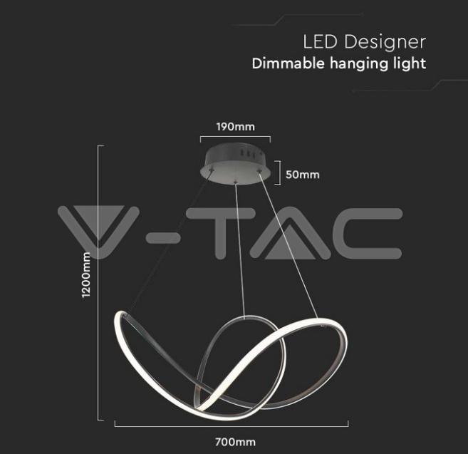 Lampada a sospensione led V-tac 49W 3000K corpo nero VT-7919-B  - 15340 04