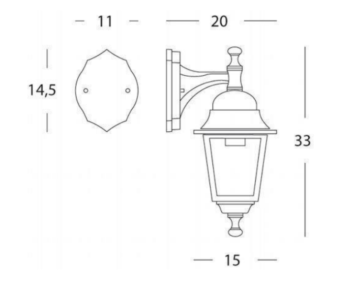 Lampada da parete Sovil verso il basso IP43 1xE27 max 60W - 133.021/06 02