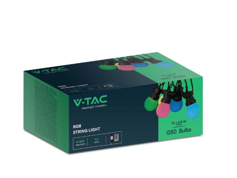 Catenaria led V-tac 15 lampadine da 0,5W RGB 13 metri VT-713S -  23159 03