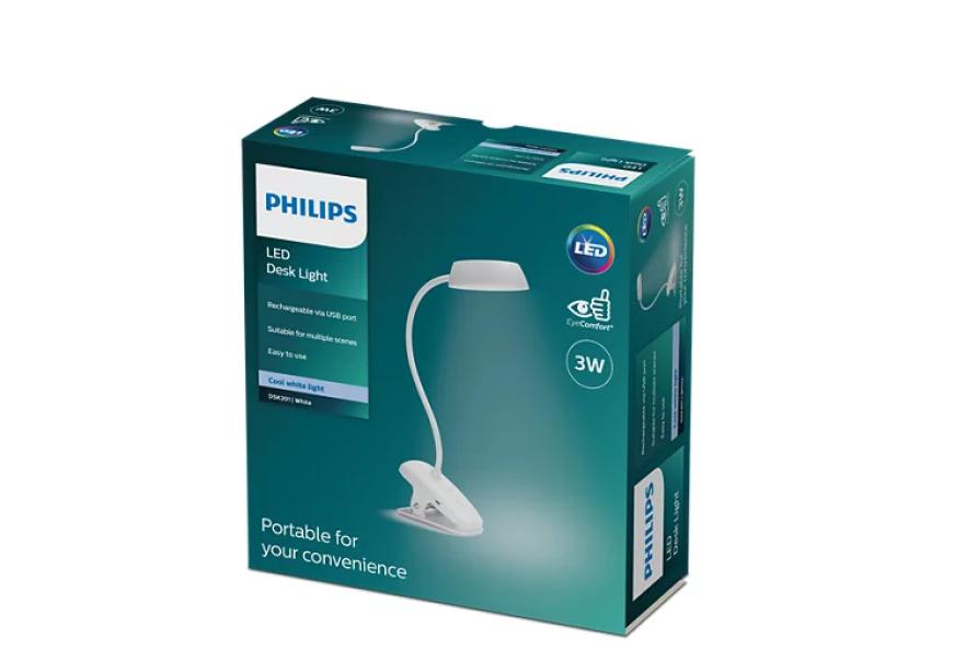 Lampada da tavolo led Philips Donutclip con batteria integrata 3W 4000K bianco - 39689000 02