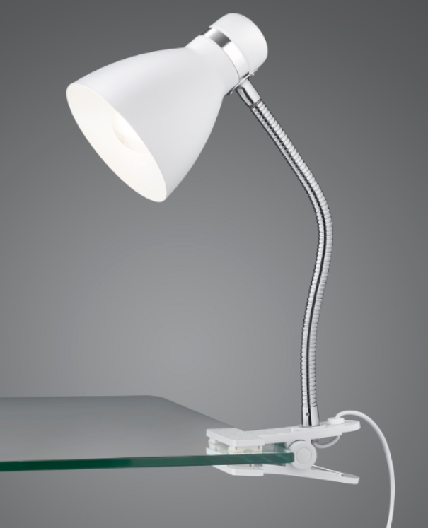 Lampada a morsetto Trio Lighting Harvey 1xE27 max 10W bianco opaco - R20731231 02