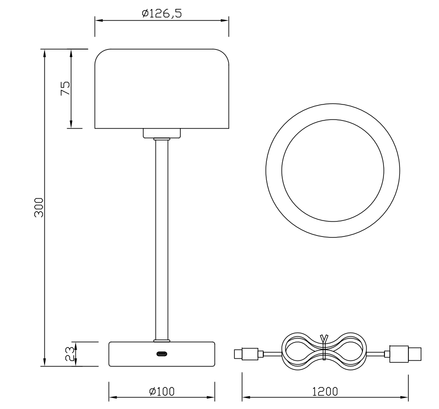 Lampada da tavolo led USB-C Trio Lighting Jeff 1.5W 3000K bianco opaco - R59151131 05