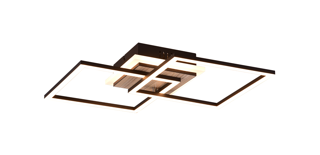 Plafoniera led quadrata Trio Lighting Giro 25W 2700-6000K legno - R62793635 01