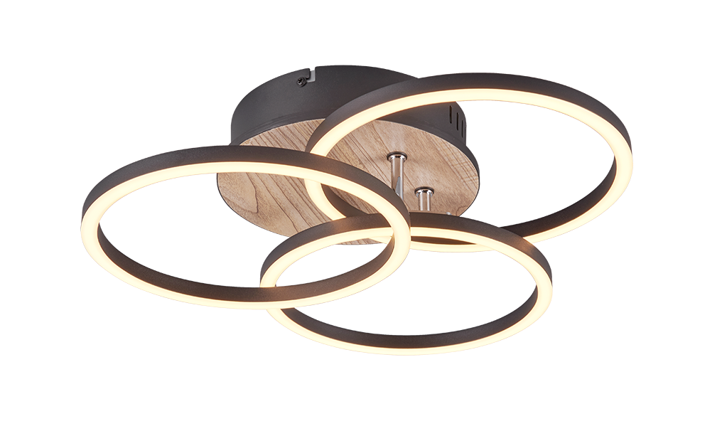 Plafoniera led rotonda Trio Lighting Circle 27W 2700-6000K legno - R62823135 01