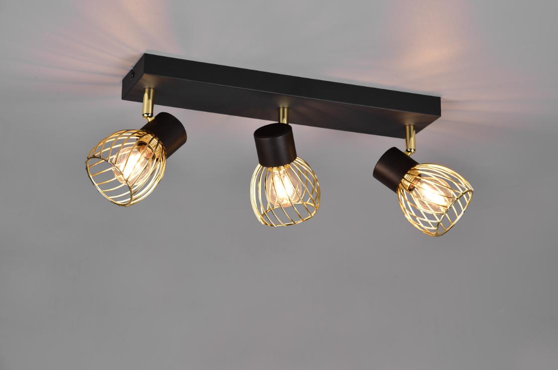 Faretto Trio Lighting Ardon 3x E14 max 10W oro nero - R81383080 02