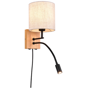 Lampada da parete a cilindro  nilam 1xe27 max 28w + 3.1w 3000k legno - 212879236