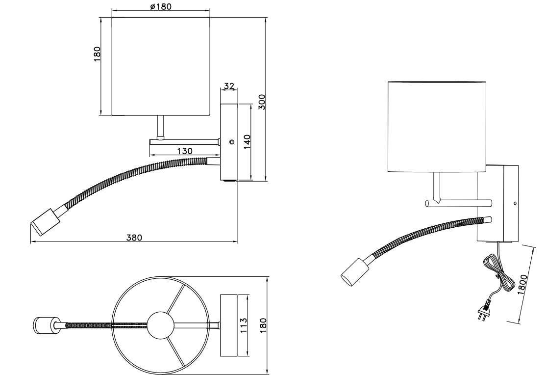 Lampada da parete a cilindro Trio Lighting Nilam 1xE27 max 28W + 3.1W 3000K legno - 212879236 06