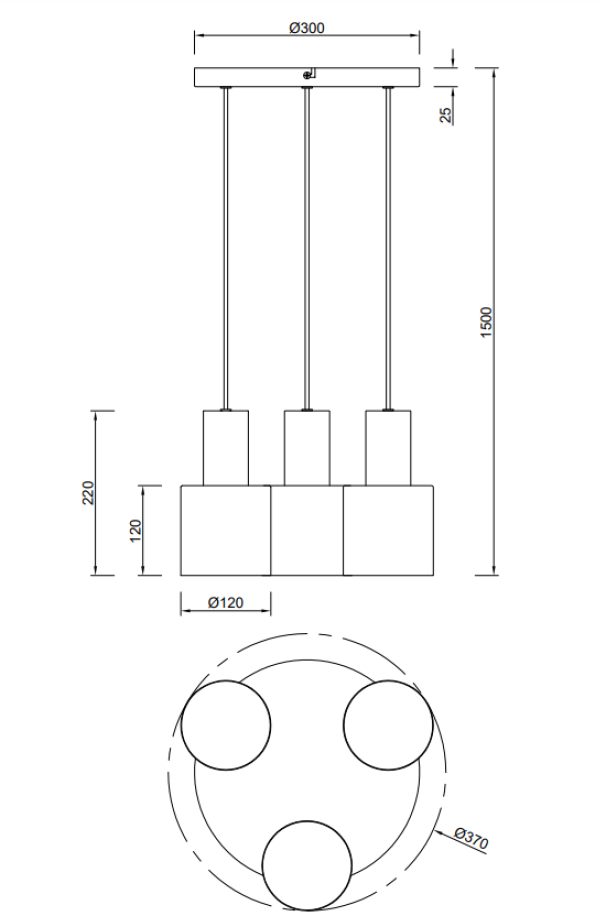 Sospensione Trio Lighting Agudo 3xE27 max 40W nero opaco - 319430317 06