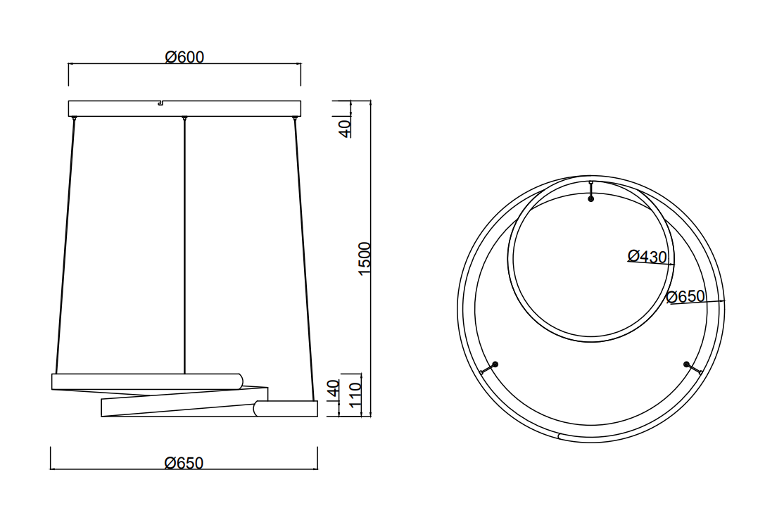 Sospensione led Trio Lighting Marnie 68W 3000K alluminio - 344110105 04