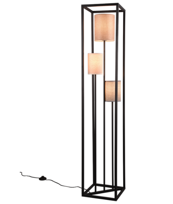 Lampada a piantana Trio Lighting Ross 3xE27 max 25W nero opaco - 403100317 01