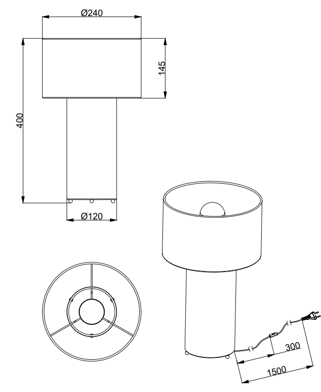 Lampada da tavolo Trio Lighting Bale 2xE27 max 10W grigio - 505200177 04