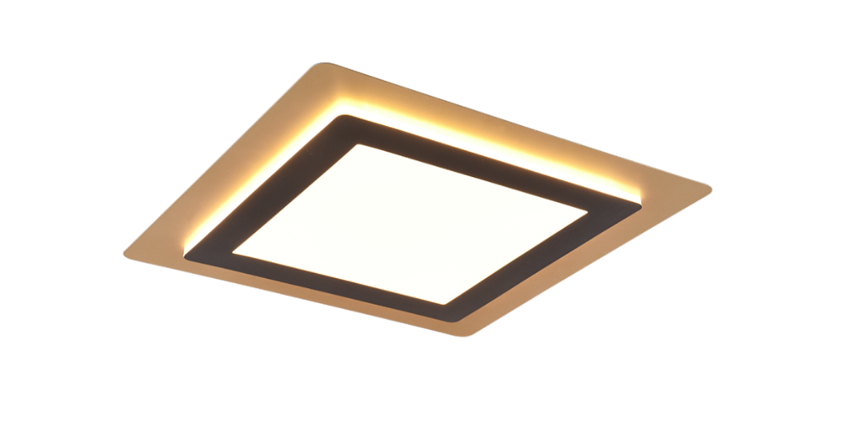 Plafoniera led quadrata Trio Lighting Morgan 46W 2700-6500K oro nero - 641510280 01