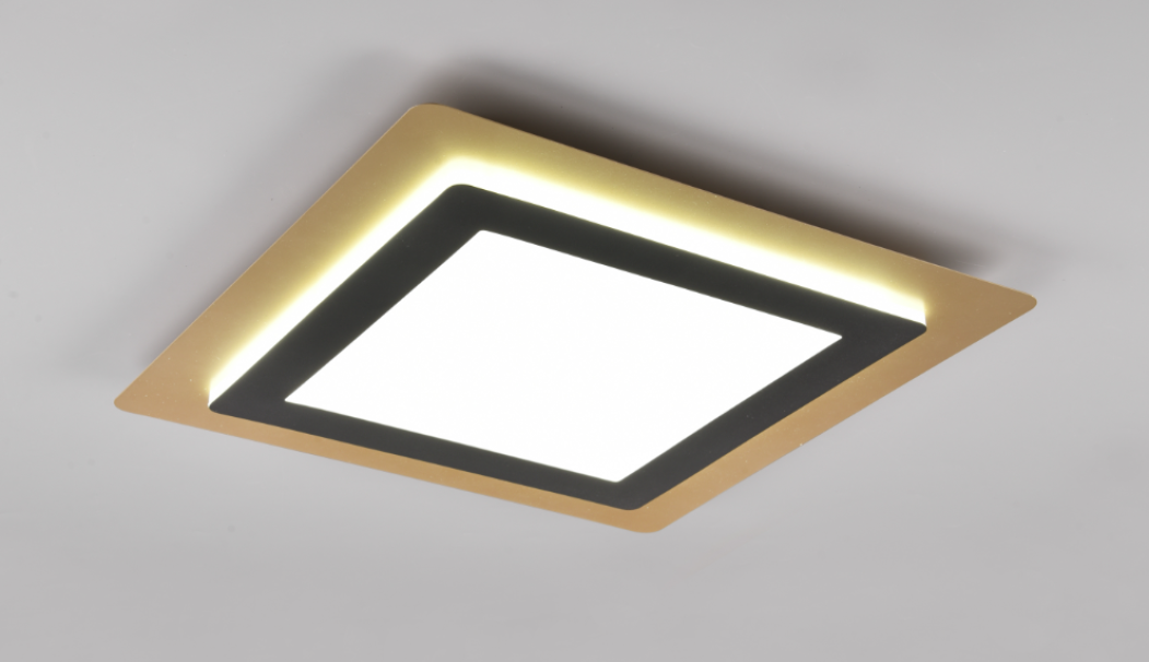 Plafoniera led quadrata Trio Lighting Morgan 46W 2700-6500K oro nero - 641510280 02