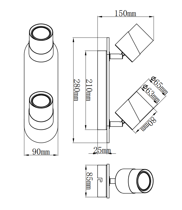 Faretti Trio Lighting Aruni 2xGU10 max 10W bianco legno - 801100231 03