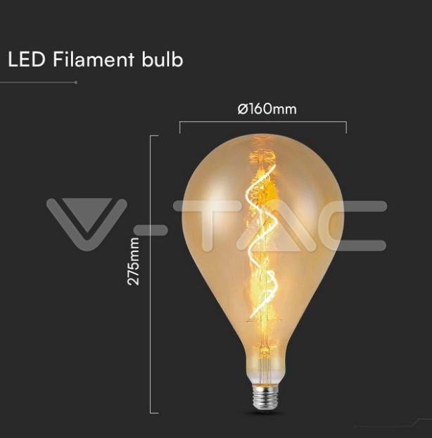 Lampadina led A160 V-tac 4W E27 2700K vetro ambrato VT-2267  -  23166 03